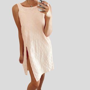 Urban Outfitter Women Shift Dress Medium Baby Pink knee Length Side Slit Stretch